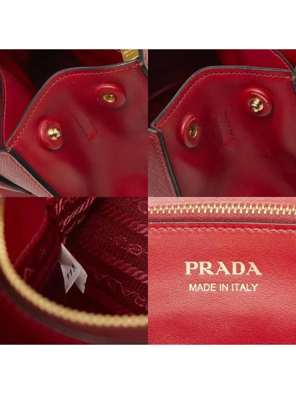 Prada Monochrome Shoulder Bag Red Leather